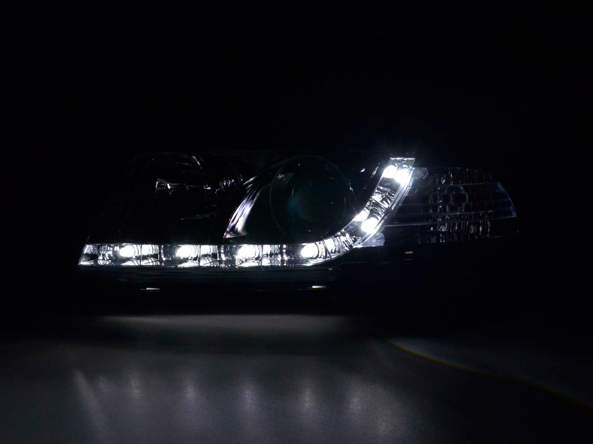 Scheinwerfer Set Daylight LED Tagfahrlicht Audi A4 B5 8D 94-99 chrom Scheinwerfer Set Daylight LED Tagfahrlicht Audi A4 B5 8D 94-99 chrom